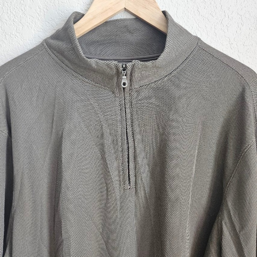 Croft & Barrow Performance Mens XXL Quarter Zip Pullover Olive Grey Textured